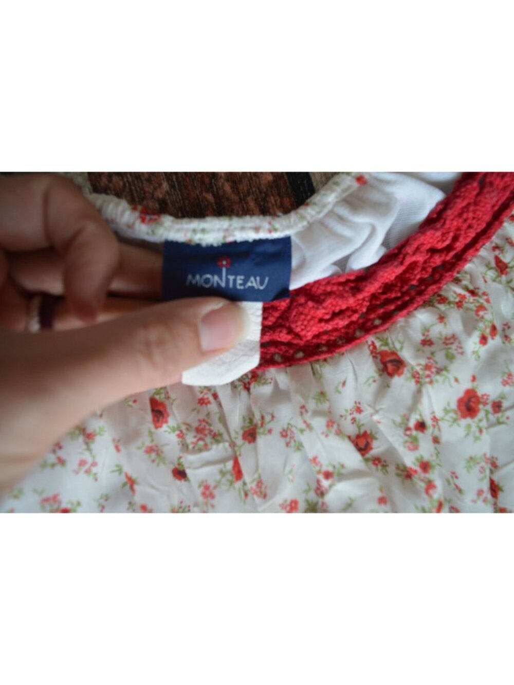 Vintage Y2K Monteau Red White Micro Floral Maxi Dress Womens Size XS Cottagecore - Picture 4 of 8